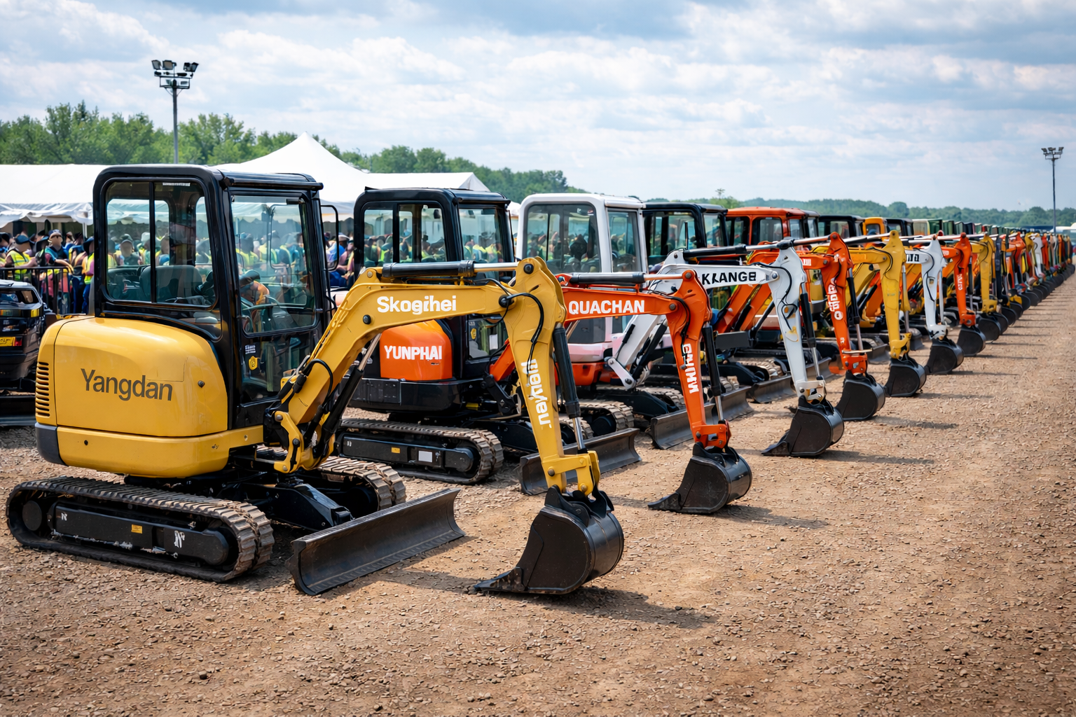 Mini excavator on construction site